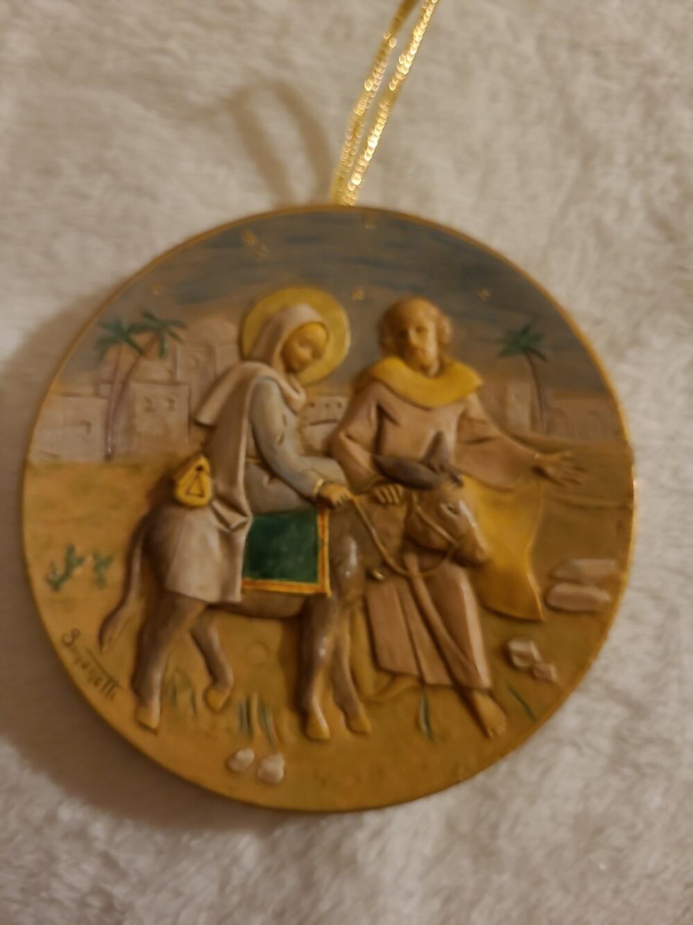 Vtg 1989 Fontanini Flight Into Egypt Medallion Signed Simonetti Italy Plate 9"